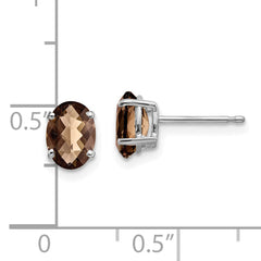 14kw 7x5 Oval Checker-Cut Smoky Quartz Earrings