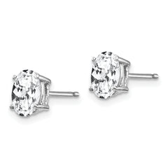 14k White Gold Cubic Zirconia Oval Stud Earring