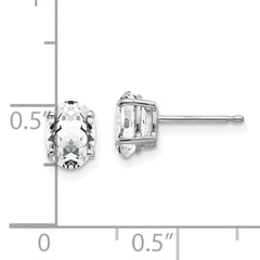 14k White Gold Cubic Zirconia Oval Stud Earring