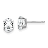 14k White Gold Cubic Zirconia Oval Stud Earring
