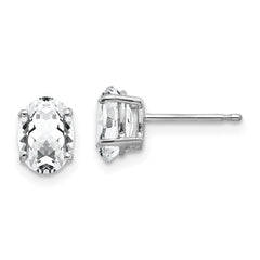 14k White Gold Cubic Zirconia Oval Stud Earring