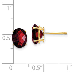 14k 8x6mm Oval Garnet Checker Earrings