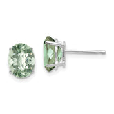 14kw 8x6 Oval Checker-Cut Green Quartz Earrings