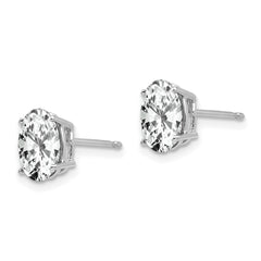 14k White Gold 8x6mm Oval Cubic Zirconia Earrings