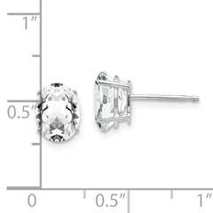 14k White Gold 8x6mm Oval Cubic Zirconia Earrings