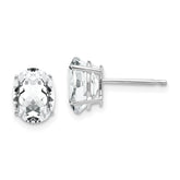 14k White Gold 8x6mm Oval Cubic Zirconia Earrings