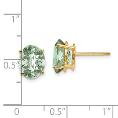 14k 9x7 Oval Checker-Cut Green Quartz Earrings