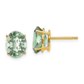 14k 9x7 Oval Checker-Cut Green Quartz Earrings