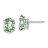 14kw 9x7 Oval Checker-Cut Green Quartz Earrings