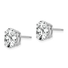 14k White Gold Cubic Zirconia Oval Stud Earrings
