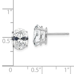 14k White Gold Cubic Zirconia Oval Stud Earrings