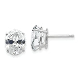 14k White Gold Cubic Zirconia Oval Stud Earrings