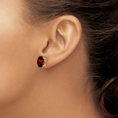 14k 10x8mm Oval Garnet Earrings