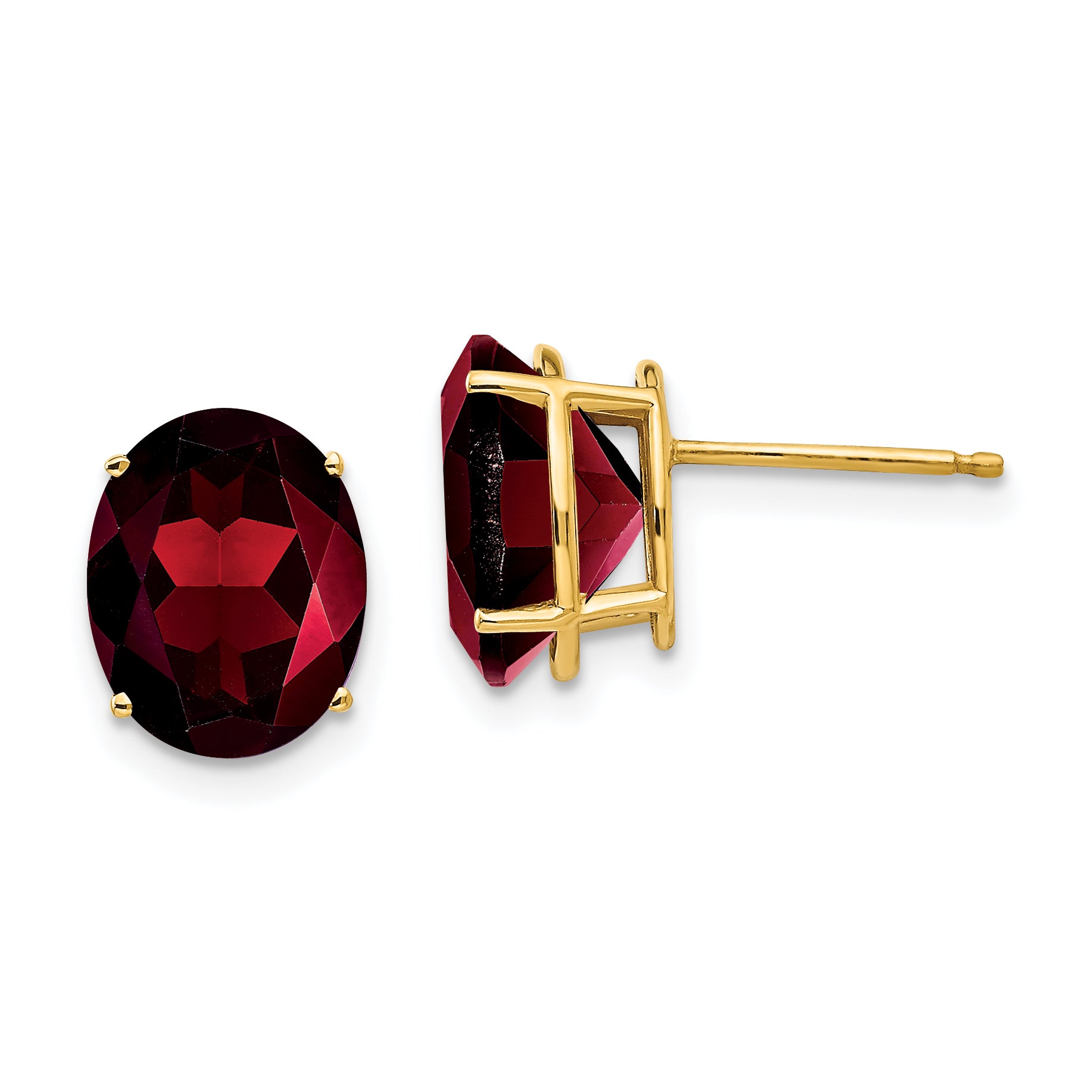 14k 10x8mm Oval Garnet Earrings