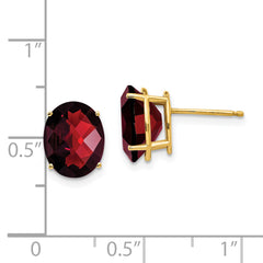 14k 10x8mm Oval Garnet Checker Earrings