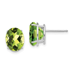 14k White Gold 10x8mm Oval Peridot Earrings