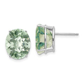 14kw 12x10 Oval Checker-Cut Green Quartz Earrings