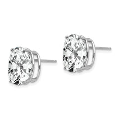 14k White Gold Cubic Zirconia Oval Stud Earrings
