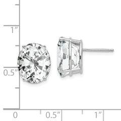 14k White Gold Cubic Zirconia Oval Stud Earrings