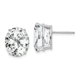 14k White Gold Cubic Zirconia Oval Stud Earrings