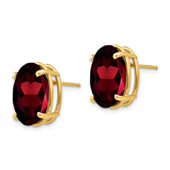 14k 14x10mm Oval Garnet Earrings