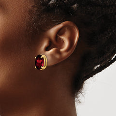 14k 14x10mm Oval Garnet Earrings