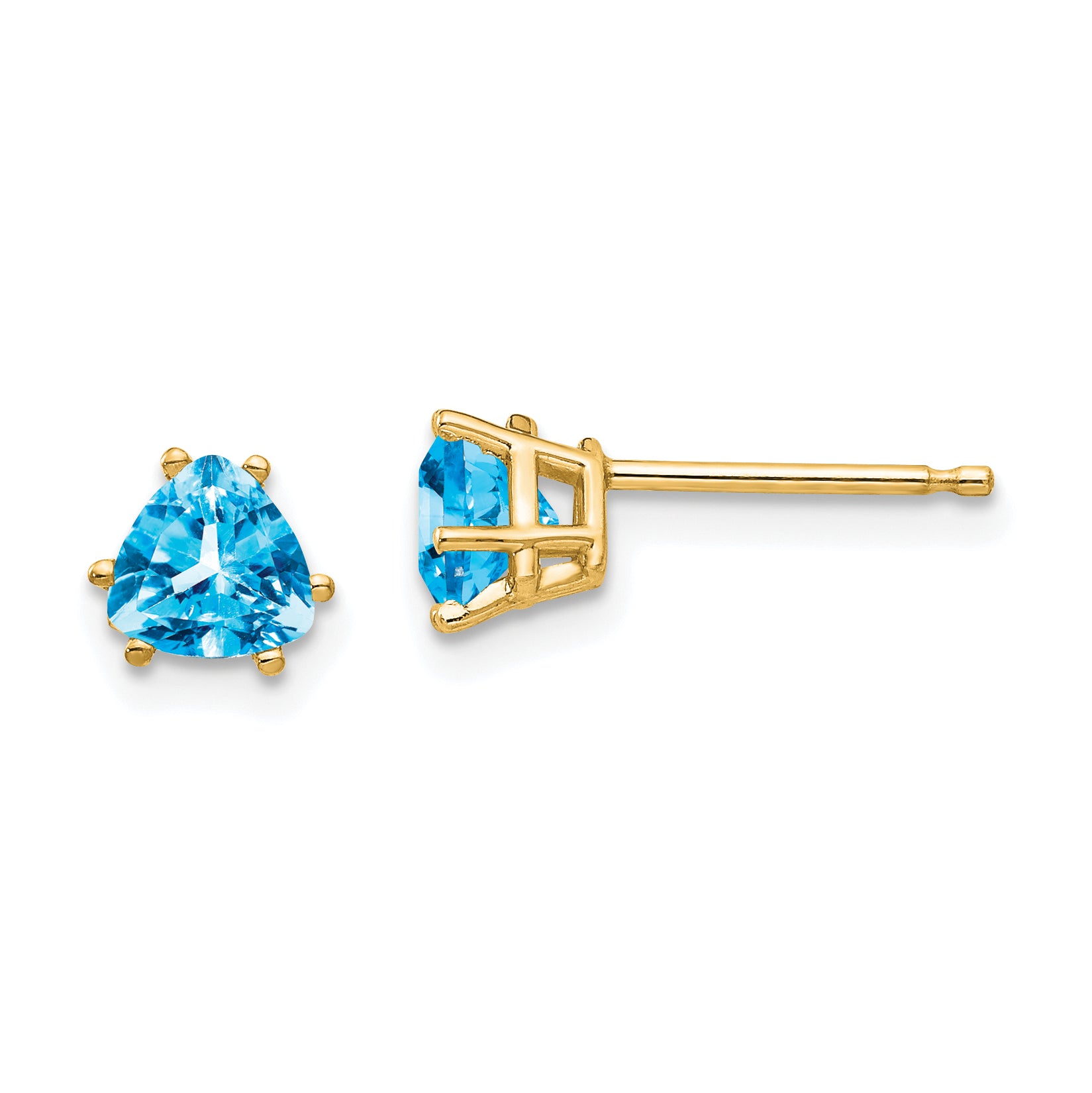 14k 5mm Trillion Blue Topaz Earrings