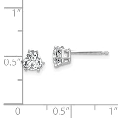 14k White Gold Cubic Zirconia Trillion Stud Earrings