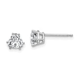 14k White Gold Cubic Zirconia Trillion Stud Earrings