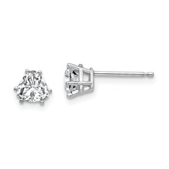 14k White Gold Cubic Zirconia Trillion Stud Earrings