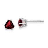 14k White Gold Garnet Trillion Stud Earrings