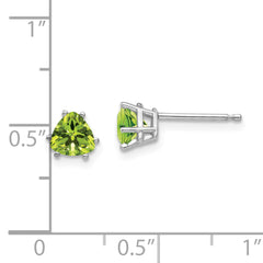 14k White Gold Peridot Trillion Stud Earrings