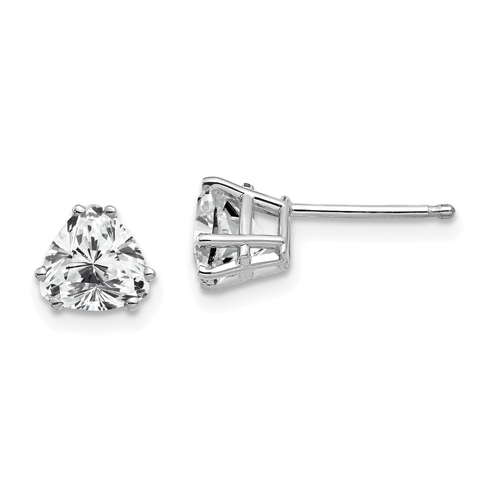 14k White Gold 6mm Trillion Cubic Zirconia Earrings
