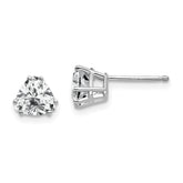 14k White Gold 6mm Trillion Cubic Zirconia Earrings