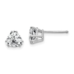 14k White Gold 6mm Trillion Cubic Zirconia Earrings