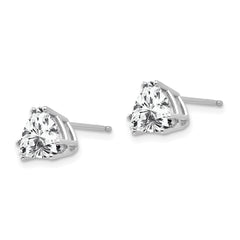 14k White Gold Cubic Zirconia Trillion Stud Earrings