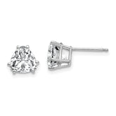 14k White Gold Cubic Zirconia Trillion Stud Earrings