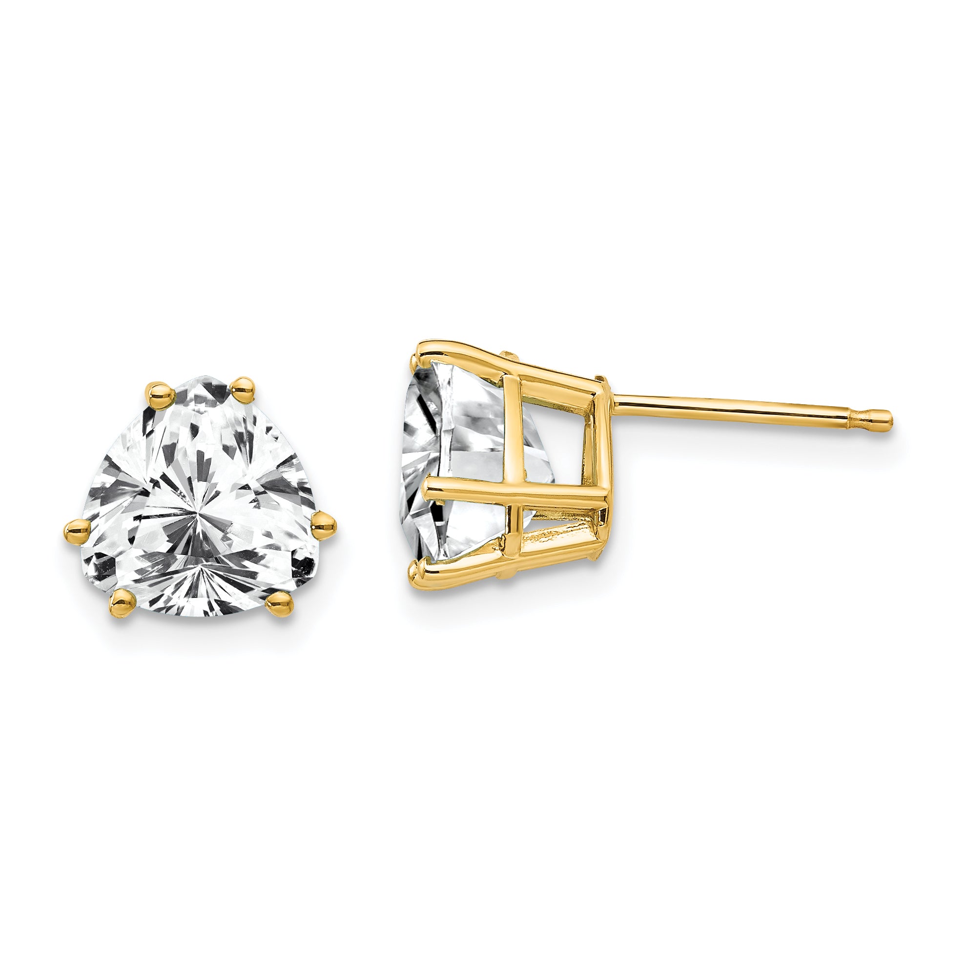 14k 8mm Trillion Cubic Zirconia Earrings