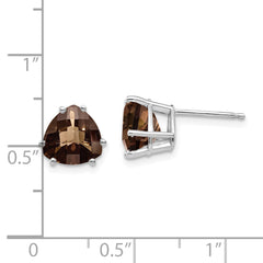14kw 8mm Trillion Checker-Cut Smoky Quartz Earrings