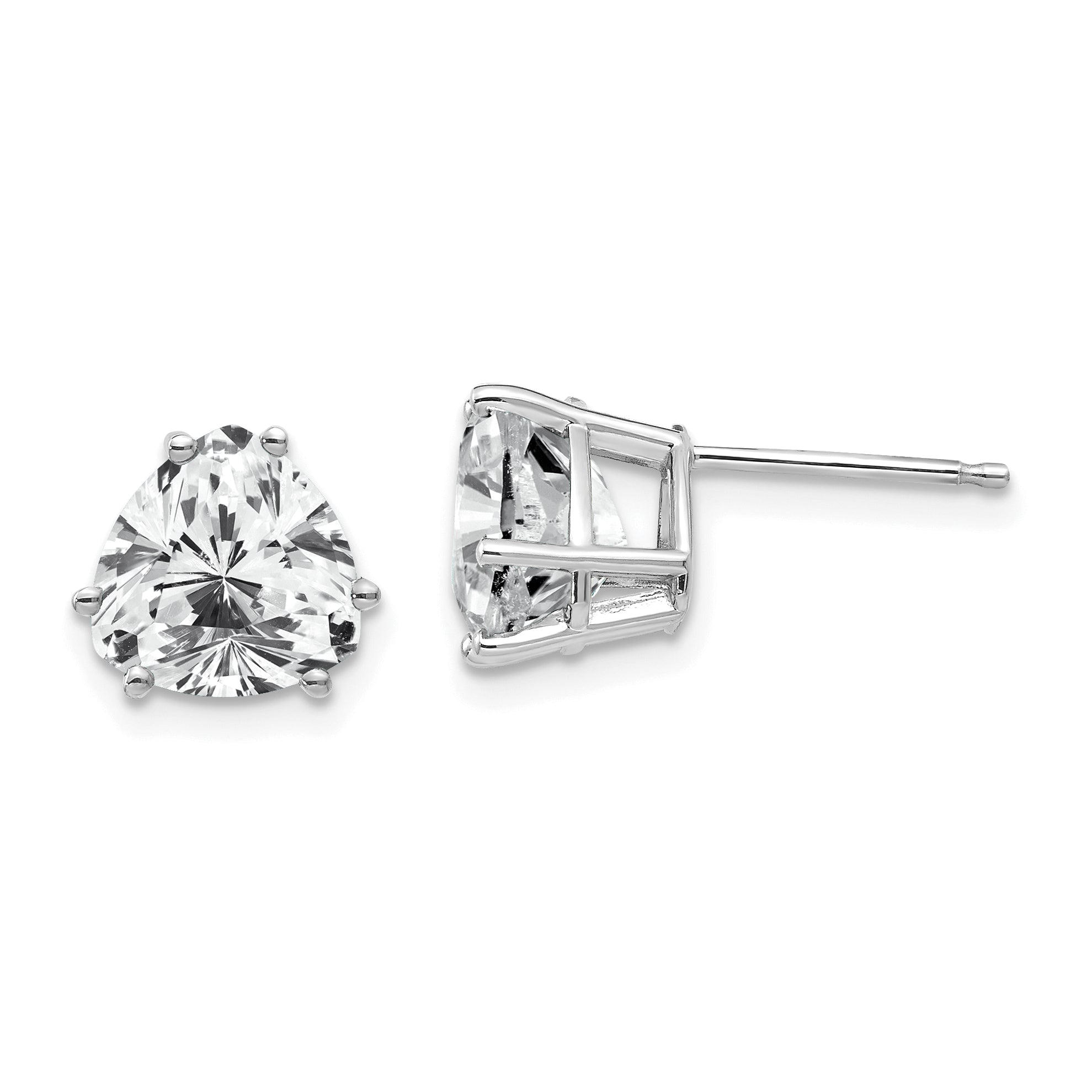 14k White Gold 8mm Trillion Cubic Zirconia Earrings