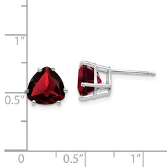 14k White Gold Garnet Trillion Stud Earrings