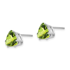 14k White Gold Peridot Trillion Stud Earrings