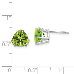 14k White Gold Peridot Trillion Stud Earrings