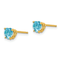 14k 5mm Heart Blue Topaz Earrings