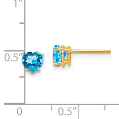 14k 5mm Heart Blue Topaz Earrings