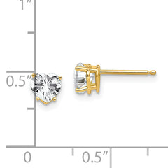 14k 5mm Heart Cubic Zirconia Earrings