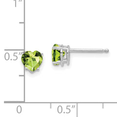 14k White Gold 5mm Heart Peridot Earrings