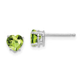 14k White Gold 5mm Heart Peridot Earrings