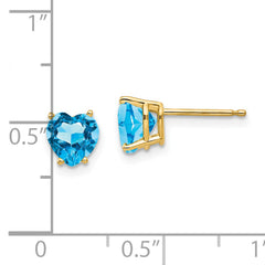 14k 6mm Heart Blue Topaz Earrings