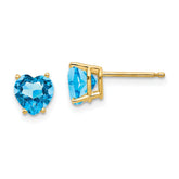 14k 6mm Heart Blue Topaz Earrings
